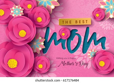 Colorful flower with Happy Mother's Day card. Vector.