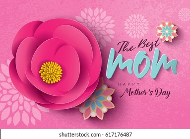 Colorful flower with Happy Mother's Day card. Vector.