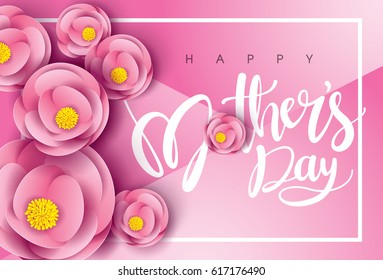 Colorful flower with Happy Mother's Day card. Vector.