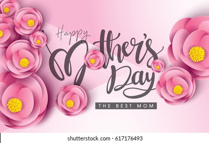 Colorful flower with Happy Mother's Day card. Vector.