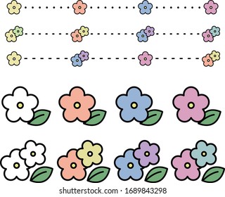 colorful flower icon set beautiful cute simple decoration