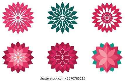 Colorful flower icon set design