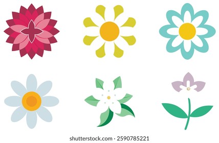 Colorful flower icon set design