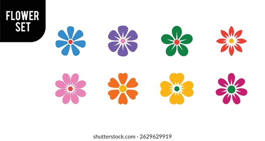  «Colorful Flower Icon Set. Elementos planos de Vector floral para el logotipo, la etiqueta engomada, y el diseño del modelo."