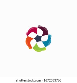 plantilla de diseño vectorial de iconos de flores coloridas