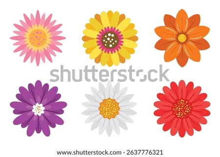 Colorful Flower Icons Set vector illustration