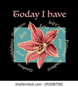 colorful flower illustration with quote print design