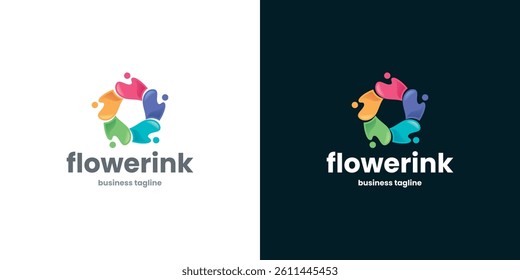 colorful flower ink logo vector