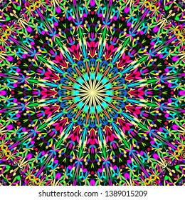 Colorful flower kaleidoscope mandala pattern background design - abstract geometric vector ornament wallpaper graphic