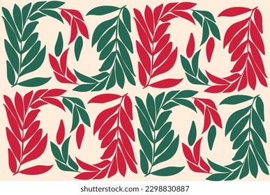 Colorful Flower and leaf illustration. Flowers and leaves pattern vector.