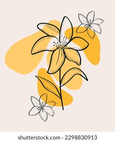 Colorful Flower and leaf illustration. Flowers and leaves pattern vector.