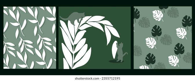 Colorful Flower and leaf illustration. Flowers and leaves pattern vector.