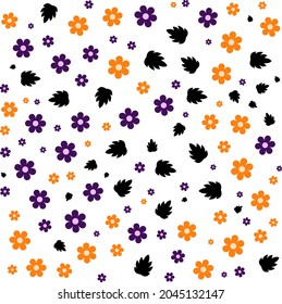 Colorful flower and leaves background. Abstract pattern background. Colorful wrapping paper. Halloween pattern.