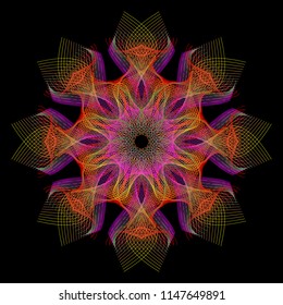 colorful flower lines pattern blend art abstract design by vector