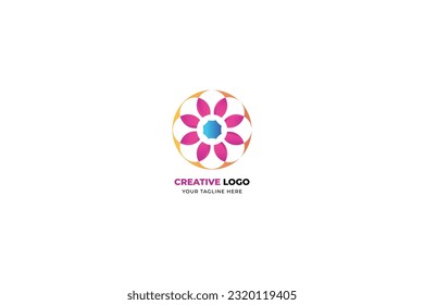 Plantilla vectorial de logotipo de flor colorida