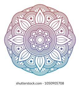 Colorful flower mandala. Arabic, indian, asian printable decorative element isolated on white. Vector illustration