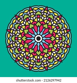 Colorful Flower Mandala background, Vintage decorative elements. 
