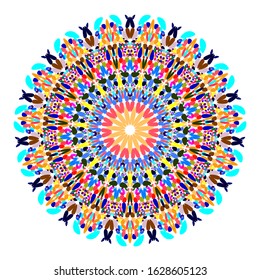 Colorful flower mandala ornament - circular abstract vector design element