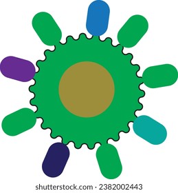 colorful flower and object rotate vector design 