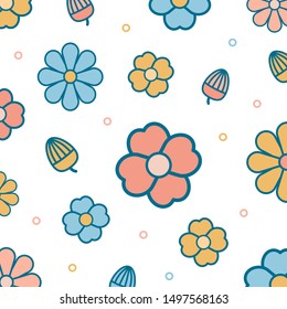 Colorful flower pattern background. Pattern background with floral. Vector illustration