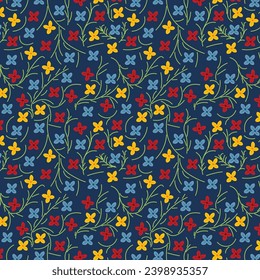 Colorful flower pattern design. Pattern background design. yellow and blue flower pattern design with tosca background.