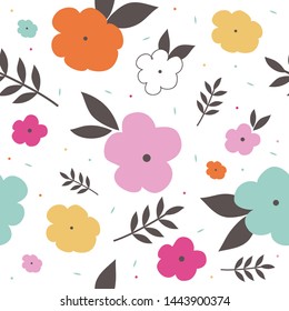 colorful flower pattern with leaf and small circle