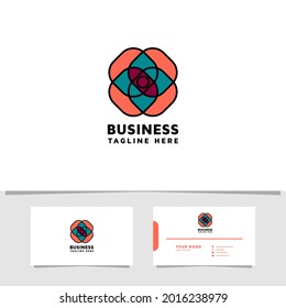 Farbiges Blumenmuster-Logo mit Visitenkartenvorlage
