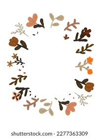 Colorful Flower pattern on white background, floral frame, space for text, copy space. Aesthetic concept