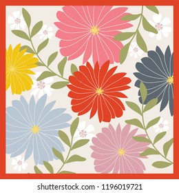 colorful flower pattern for scarf design