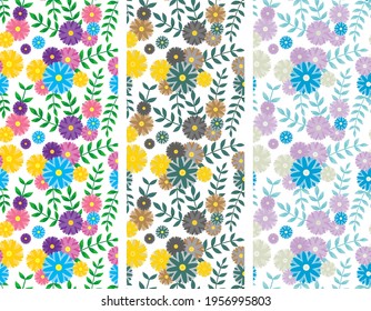 Colorful flower pattern. Vector. Background.