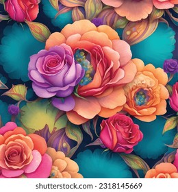 Colorful Flower Pattern in Vector Illustration Harmonious 