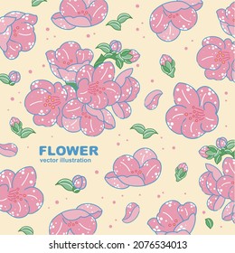 Colorful flower pattern, wallpaper, pink flower plant, vector illustration