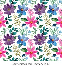 Colorful flower pattern with watercolor for background, fabric, textile, fashion, wallpaper, wedding, banner, sticker, decoration etc.