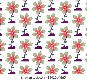 COLORFUL FLOWER PLANT SEAMLESS BACKGROUND PATTERN VECTOR DEISGN 2025. BEAUTIFUL SUNFLOWER ENDLESS COVER PATTERN ILLUSTRATOR GRAPHICS DESIGN.