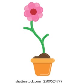 Flor colorida en maceta, Ilustración vectorial para el tema de jardinería