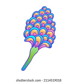 Colorful flower,  retro 60s, 70s hippie style. Vintage psychedelic  vector design elements. Isolated on white. Great for stickers, patches and textile prints.