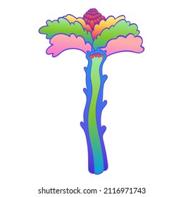 Colorful flower,  retro 60s, 70s hippie style. Vintage psychedelic  vector design elements. Isolated on white. Great for stickers, patches and textile prints.