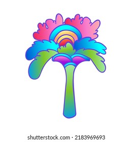 Colorful flower,  retro 60s, 70s hippie style. Vintage psychedelic  vector design elements. Isolated on white. Great for stickers, patches and textile prints.
