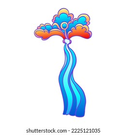 Colorful flower,  retro 60s, 70s hippie style. Vintage psychedelic  vector design elements. Isolated on white. Great for stickers, patches and textile prints.