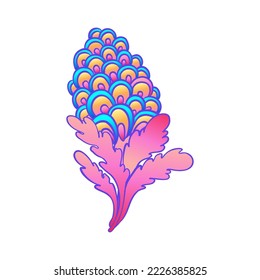 Colorful flower,  retro 60s, 70s hippie style. Vintage psychedelic  vector design elements. Isolated on white. Great for stickers, patches and textile prints.