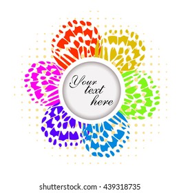 Colorful flower round frame. Vector