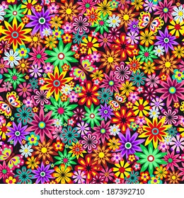 Colorful flower seamless pattern