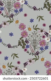 Colorful Flower seamless pattern for fabric, wrapping paper and prints