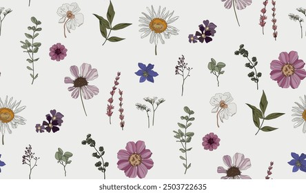 Colorful Flower seamless pattern for fabric, wrapping paper and prints
