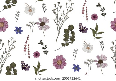 Colorful Flower seamless pattern for fabric, wrapping paper and prints