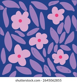 

Kleurrijke bloem naadloos patroon, Hand getrokken botanische element, Doodle bloemige achtergrond, Minimale botanische kunst, Leuke basisvormen van de natuur behang.