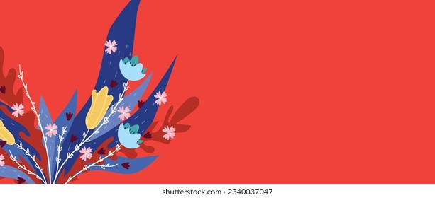 Colorful flower seamless pattern illustration. Children style floral doodle background, funny basic nature shapes wallpaper. vintage flower seamless pattern on purpal background.