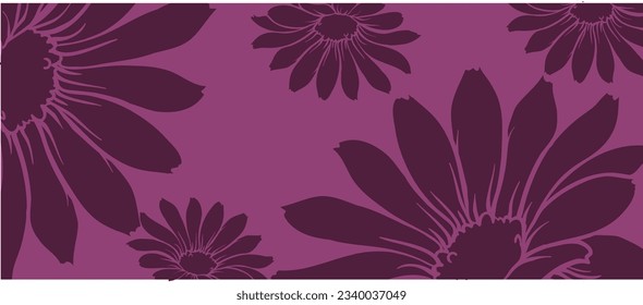 Colorful flower seamless pattern illustration. Children style floral doodle background, funny basic nature shapes wallpaper. vintage flower seamless pattern on purpal background.