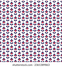colorful flower seamless pattern illustration. Children style floral doodle background, funny basic nature shapes wallpaper.