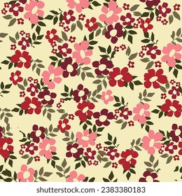 Ilustración de patrones sin fisuras de flores coloridas. Los niños tienen un fondo de doodle floral, naturaleza básica divertida